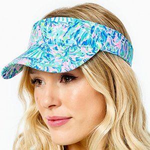 NWT Lilly Pulitzer It's a Match Visor - Blue Ibiza Cabana Cocktail - New/Unworn